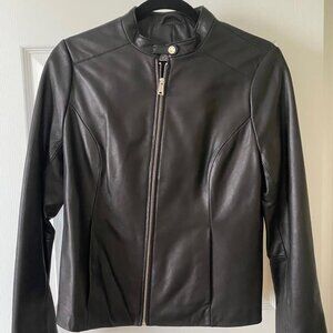 Calvin Klein Genuine Leather Black Jacket - Size XL - Excellent Condition